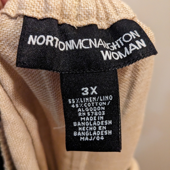 Norton McNaughton Woman 3X khaki linen skirt with white patterned hem NWT - Picture 2 of 8